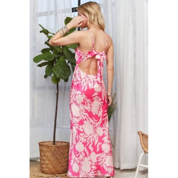 ADORA Print Spaghetti Strap Maxi Dress Pink - Picture 3 of 10